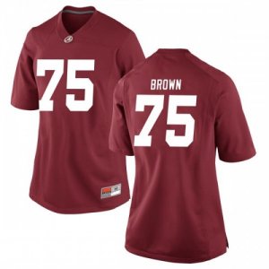 Women's Alabama Crimson Tide #75 Tommy Brown Brown Replica Crimson NCAA College Football Jersey 2403LXLJ8